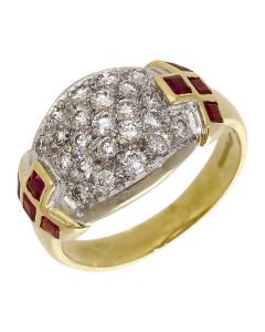 Pre-Owned 14ct Yellow Gold Diamond & Ruby Dress Ring