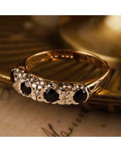 Pre-Owned Vintage 1977 9ct Gold Sapphire & Diamond Eternity Ring