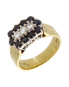 Pre-Owned 18ct Gold Sapphire & Diamond Trilogy Cluster Ring