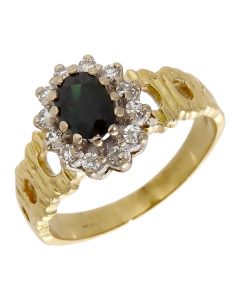 Pre-Owned 18ct Yellow Gold Sapphire & Diamond Cluster Ring