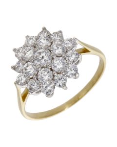 Pre-Owned 9ct Yellow Gold Cubic Zirconia Cluster Ring