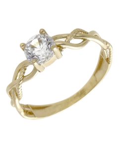 Pre-Owned 9ct Yellow Gold Cubic Zirconia Solitaire Ring
