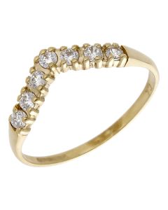 Pre-Owned 9ct Yellow Gold Cubic Zirconia Half Wishbone Ring