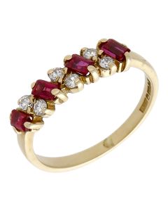 Pre-Owned 9ct Yellow Gold Red Topaz & Diamond Dress Ring