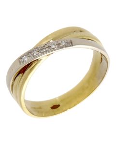 Pre-Owned 18ct Yellow & White Gold Diamond Set Crossover Ring
