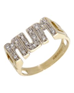 Pre-Owned 9ct Yellow Gold Cubic Zirconia Mum Ring