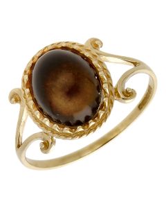 Pre-Owned 9ct Yellow Gold Simulated Moodstone Dress Ring