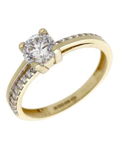 Pre-Owned 9ct Yellow Gold Cubic Zirconia Solitaire Ring