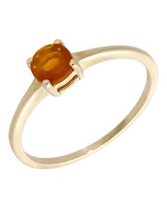 Pre-Owned 9ct Yellow Gold Orange Cubic Zirconia Solitaire Ring