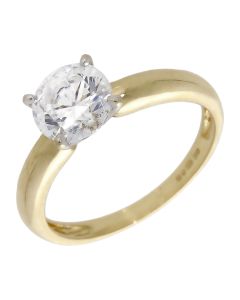 Pre-Owned 14ct Yellow Gold Cubic Zirconia Solitaire Ring