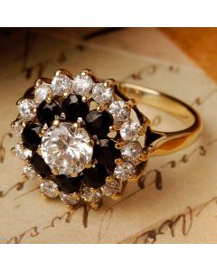 Pre-Owned Vintage 1986 Sapphire & Cubic Zirconia Cluster Ring