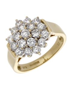 Pre-Owned 9ct Yellow Gold Cubic Zirconia Cluster Ring