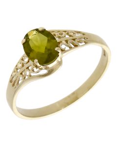 Pre-Owned 9ct Yellow Gold Peridot Solitaire Dress Ring