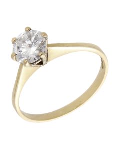 Pre-Owned 9ct Yellow Gold Cubic Zirconia Solitaire Ring