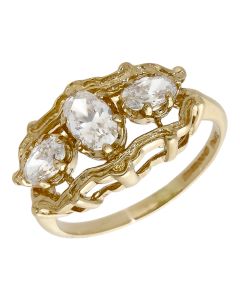 Pre-Owned 14ct Yellow Gold Cubic Zirconia Trilogy Dress Ring