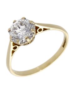 Pre-Owned 9ct Yellow Gold Cubic Zirconia Solitaire Ring