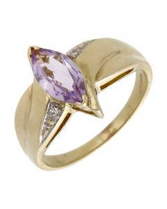 Pre-Owned 9ct Yellow Gold Amethyst Dress Ring