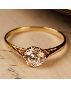 Pre-Owned Vintage 1986 9ct Gold Cubic Zirconia Solitaire Ring