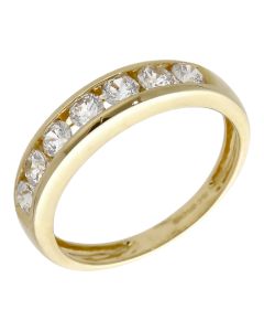 Pre-Owned 14ct Yellow Gold Cubic Zirconia Half Eternity Ring