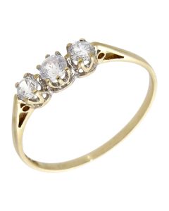 Pre-Owned 9ct Yellow Gold Cubic Zirconia Trilogy Ring