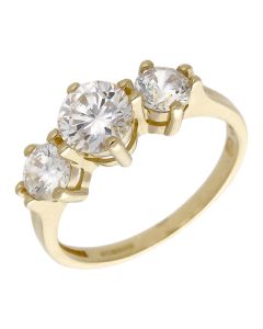 Pre-Owned 14ct Yellow Gold Cubic Zirconia Trilogy Ring