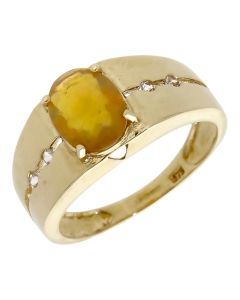 Pre-Owned 9ct Yellow Gold Orange Cubic Zirconia Dress Ring