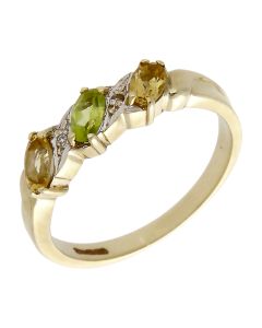 Pre-Owned 9ct Yellow Gold Peridot & Citrine Dress Ring