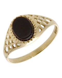 Pre-Owned 9ct Yellow Gold Oval Onyx Signet Ring