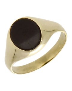 Pre-Owned 9ct Yellow Gold Oval Onyx Signet Ring