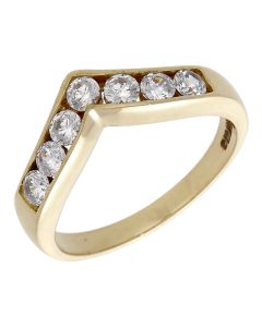 Pre-Owned 9ct Yellow Gold Cubic Zirconia Half Wishbone Ring