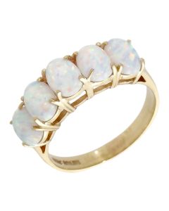 Pre-Owned 9ct Yellow Gold Opal 5 Stone Dress Ring
