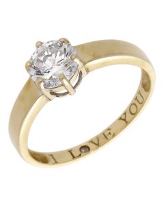 Pre-Owned 9ct Yellow Gold Cubic Zirconia Solitaire Ring