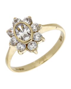 Pre-Owned 9ct Yellow Gold Cubic Zirconia Cluster Ring
