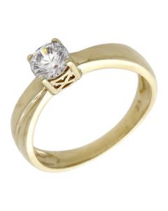 Pre-Owned 9ct Yellow Gold Cubic Zirconia Solitaire Ring