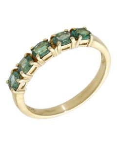 Pre-Owned 9ct Yellow Gold Green Topaz 5 Stone Eternity Ring