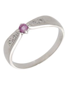Pre-Owned 9ct White Gold Pink Sapphire & Diamond Dress Ring