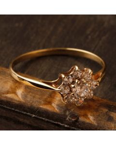 Pre-Owned Vintage 1985 9ct Gold Cubic Zirconia Cluster Ring