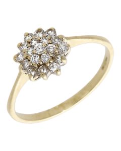 Pre-Owned 9ct Yellow Gold Cubic Zirconia Cluster Ring