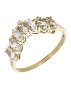 Pre-Owned 9ct Yellow Gold Quartz Wishbone Dress Ring