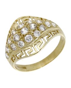 Pre-Owned 9ct Yellow Gold Cubic Zirconia Greek Key Dress Ring