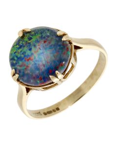 Pre-Owned Vintage 1976 9ct Gold Opal Doublet Solitaire Ring