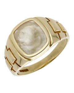 Pre-Owned 9ct Yellow Gold Mother Of Pearl Signet Style Ring