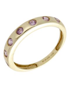 Pre-Owned 9ct Yellow Gold Pink Sapphire Set Band Ring