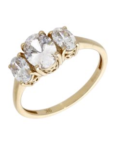 Pre-Owned 9ct Yellow Gold Cubic Zirconia Trilogy Ring