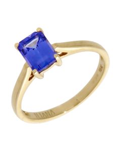 Pre-Owned 18ct Yellow Gold Synthetic Tanzanite Solitaire Ring