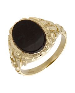 Pre-Owned 9ct Yellow Gold Oval Onyx Signet Ring