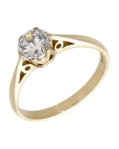 Pre-Owned 9ct Yellow Gold Cubic Zirconia Solitaire Ring