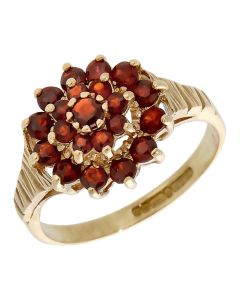 Pre-Owned 9ct Yellow Gold Garnet Cluster Ring