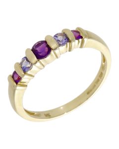 Pre-Owned 9ct Yellow Gold Amethyst & Tanzanite Dress Ring