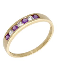 Pre-Owned 9ct Gold Amethyst & Cubic Zirconia Eternity Ring